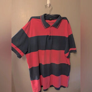 J Crew shirt - pink/navy stripe shirt sleeve polo